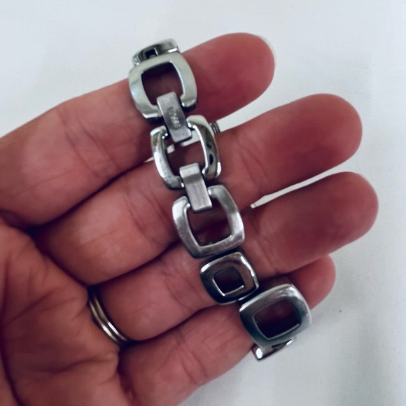 FOSSIL Core Square Link Stainless Steel Silver Dial Ladies Watch - Picture 3 of 9